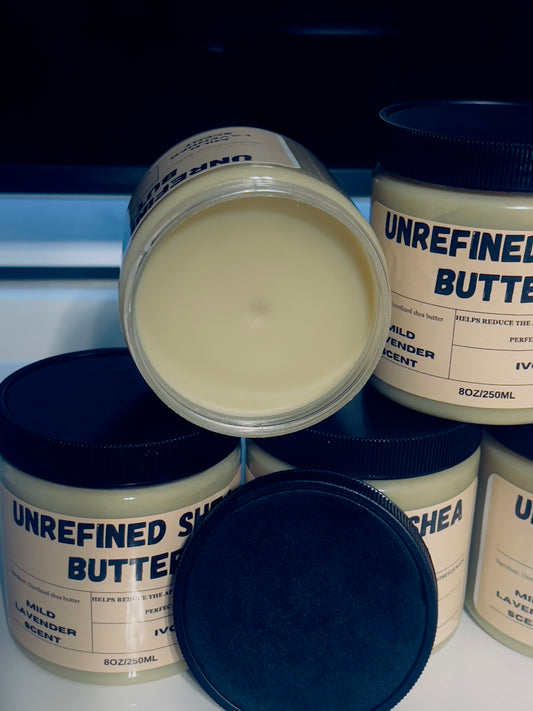 Raw Unrefined Shea Butter with mild lavender 8oz